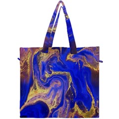 blue gold marbled Canvas Travel Bag