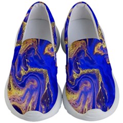 blue gold marbled Kid s Lightweight Slip Ons