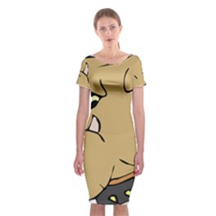 Bulldog Dog Head Canine Pet Classic Short Sleeve Midi Dress by Nexatart