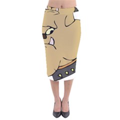 Bulldog Dog Head Canine Pet Velvet Midi Pencil Skirt by Nexatart