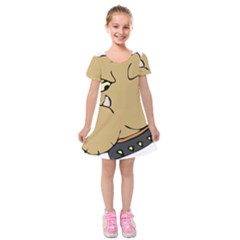 Bulldog Dog Head Canine Pet Kids  Short Sleeve Velvet Dress by Nexatart