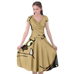 Bulldog Dog Head Canine Pet Cap Sleeve Wrap Front Dress by Nexatart