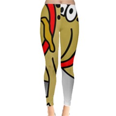 Dog Brown Spots Black Cartoon Leggings  by Nexatart