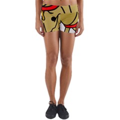 Dog Brown Spots Black Cartoon Yoga Shorts by Nexatart