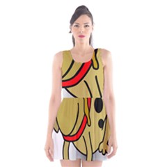 Dog Brown Spots Black Cartoon Scoop Neck Skater Dress by Nexatart