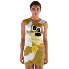 Dog Doggie Bone Dog Collar Cub Wrap Front Bodycon Dress by Nexatart