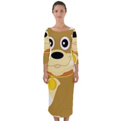 Dog Doggie Bone Dog Collar Cub Quarter Sleeve Midi Bodycon Dress by Nexatart