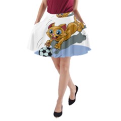 Cat Ball Play Funny Game Playing A-line Pocket Skirt by Nexatart