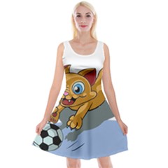 Cat Ball Play Funny Game Playing Reversible Velvet Sleeveless Dress by Nexatart