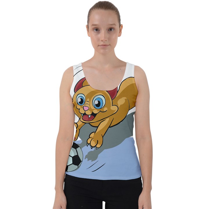 Cat Ball Play Funny Game Playing Velvet Tank Top