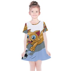 Cat Ball Play Funny Game Playing Kids  Simple Cotton Dress by Nexatart