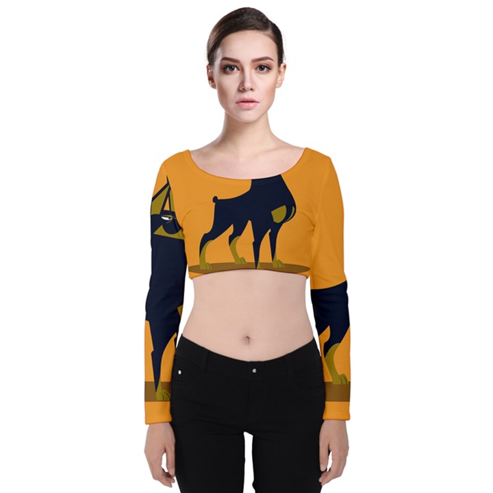 Illustration Silhouette Art Mammals Velvet Crop Top