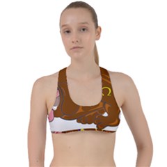 Bulldog Cartoon Angry Dog Criss Cross Racerback Sports Bra by Nexatart