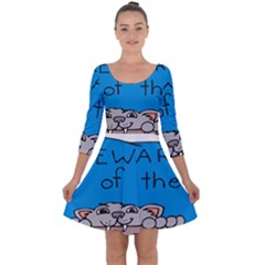 Cat Print Paw Pet Animal Claws Quarter Sleeve Skater Dress by Nexatart