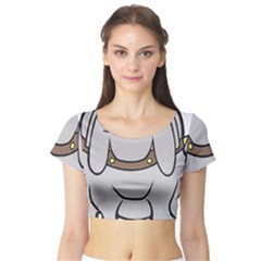 Gray Happy Dog Bulldog Pet Collar Short Sleeve Crop Top by Nexatart