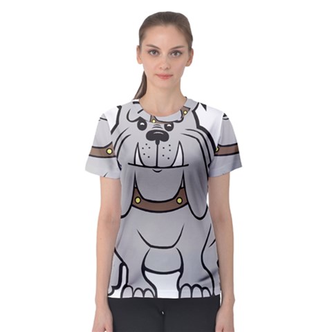 Gray Happy Dog Bulldog Pet Collar Women s Sport Mesh Tee by Nexatart