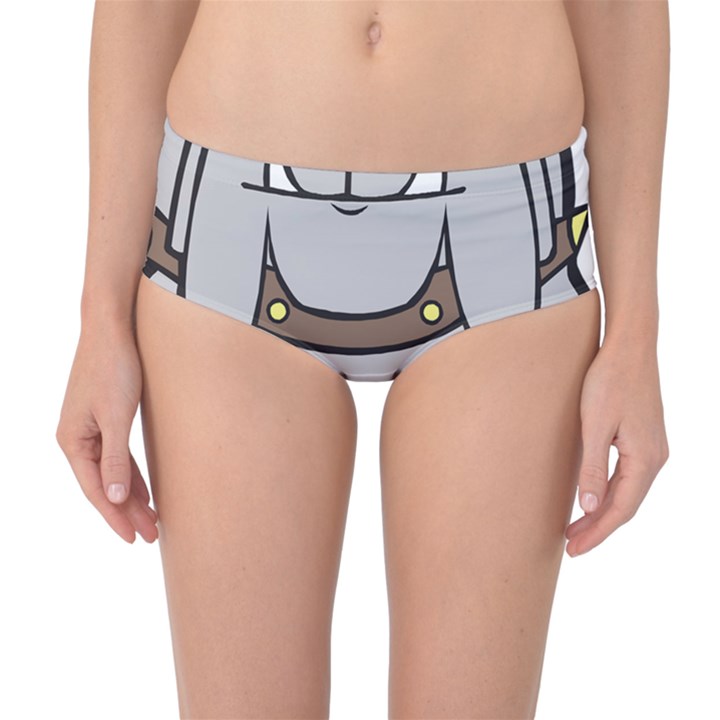 Gray Happy Dog Bulldog Pet Collar Mid-Waist Bikini Bottoms