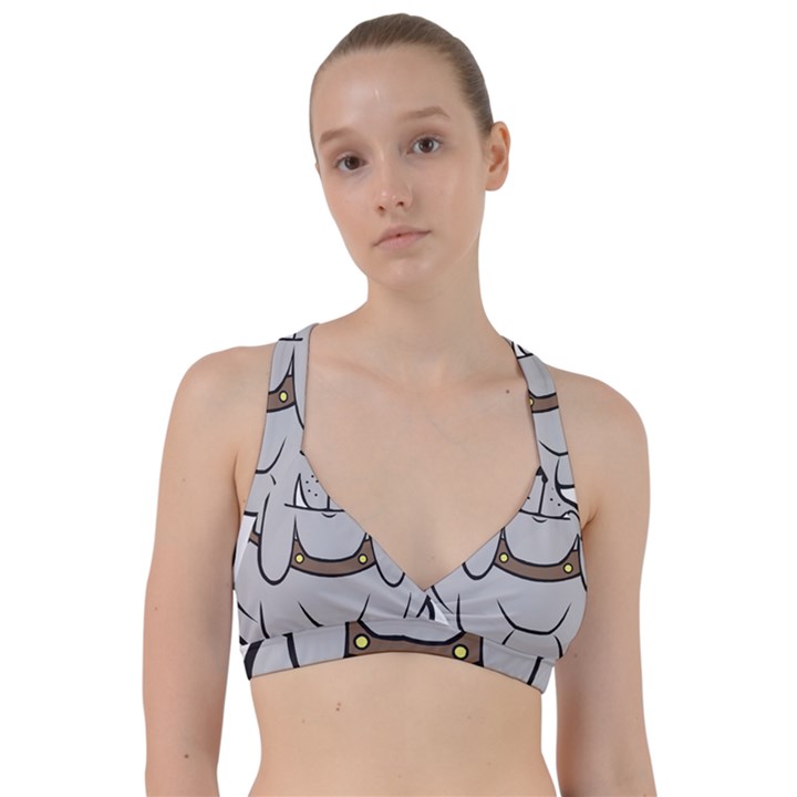 Gray Happy Dog Bulldog Pet Collar Sweetheart Sports Bra