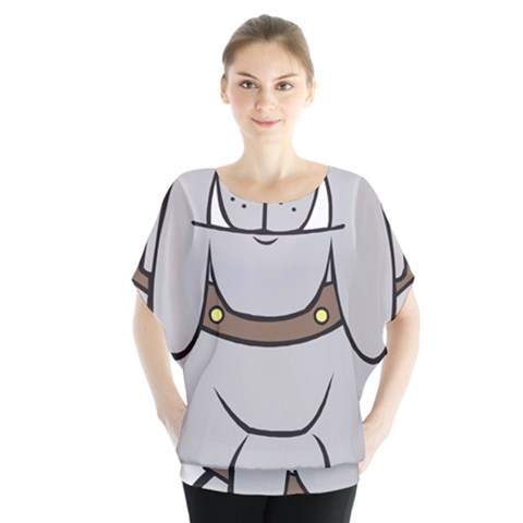 Gray Happy Dog Bulldog Pet Collar Blouse by Nexatart