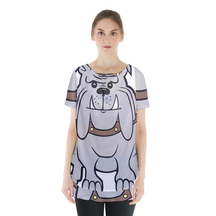 Gray Happy Dog Bulldog Pet Collar Skirt Hem Sports Top