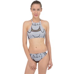 Gray Happy Dog Bulldog Pet Collar Racer Front Bikini Set