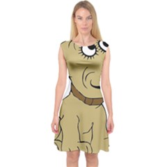 Dog Cute Sitting Puppy Pet Capsleeve Midi Dress by Nexatart