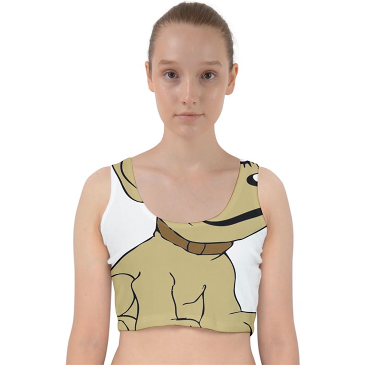 Dog Cute Sitting Puppy Pet Velvet Racer Back Crop Top