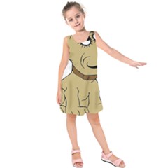 Dog Cute Sitting Puppy Pet Kids  Sleeveless Dress by Nexatart