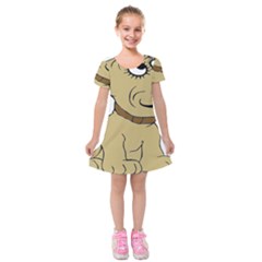 Dog Cute Sitting Puppy Pet Kids  Short Sleeve Velvet Dress by Nexatart