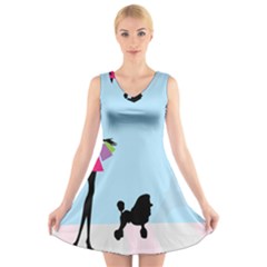 Woman Girl Lady Female Young V-neck Sleeveless Dress by Nexatart