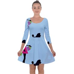 Woman Girl Lady Female Young Quarter Sleeve Skater Dress by Nexatart