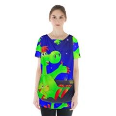 Dragon Grisu Mythical Creatures Skirt Hem Sports Top by Nexatart