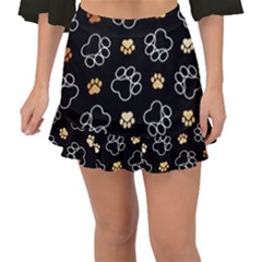 Dog Pawprint Tracks Background Pet Fishtail Mini Chiffon Skirt