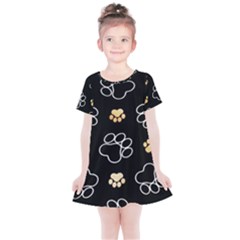 Dog Pawprint Tracks Background Pet Kids  Simple Cotton Dress