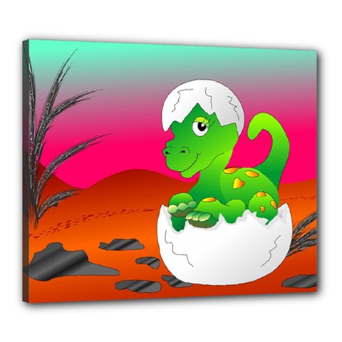 Dinosaur Dino Baby Dino Lizard Canvas 24  X 20  by Nexatart