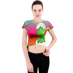 Dinosaur Dino Baby Dino Lizard Crew Neck Crop Top by Nexatart