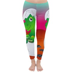 Dinosaur Dino Baby Dino Lizard Classic Winter Leggings by Nexatart