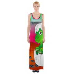 Dinosaur Dino Baby Dino Lizard Maxi Thigh Split Dress by Nexatart