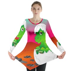 Dinosaur Dino Baby Dino Lizard Long Sleeve Tunic  by Nexatart