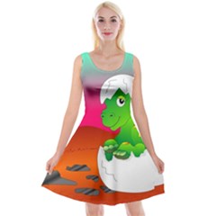 Dinosaur Dino Baby Dino Lizard Reversible Velvet Sleeveless Dress