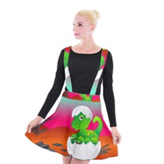 Dinosaur Dino Baby Dino Lizard Suspender Skater Skirt by Nexatart