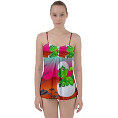 Dinosaur Dino Baby Dino Lizard Babydoll Tankini Set by Nexatart