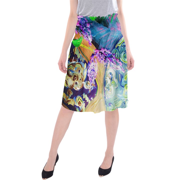 Blue Lilac On A Countertop 3 Midi Beach Skirt