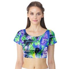 Lilac 3 Short Sleeve Crop Top by bestdesignintheworld