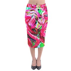 Flamingo   Child Of Dawn 5 Velvet Midi Pencil Skirt by bestdesignintheworld