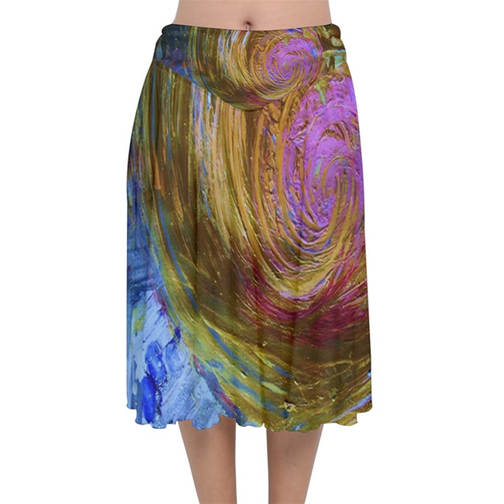 June Gloom 2 Velvet Flared Midi Skirt