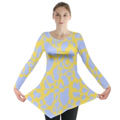 Yellow Blue Cow Print Long Sleeve Tunic  by LoolyElzayat