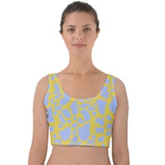 Yellow Blue Cow Print Velvet Crop Top by LoolyElzayat