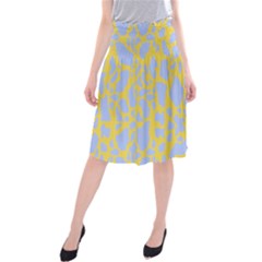 Yellow Blue Cow Print Midi Beach Skirt by LoolyElzayat