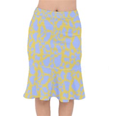 Yellow Blue Cow Print Mermaid Skirt by LoolyElzayat